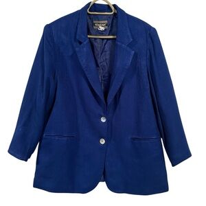 Vintage 90s Cobalt Blue Power Blazer | Made In USA | Plus Size 16W